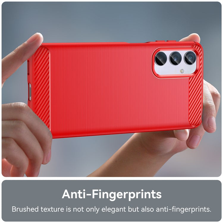 Brushed Shell for Samsung Galaxy M54 5G / F54 5G Carbon Fiber Texture Phone Case Phone TPU Cover - Red