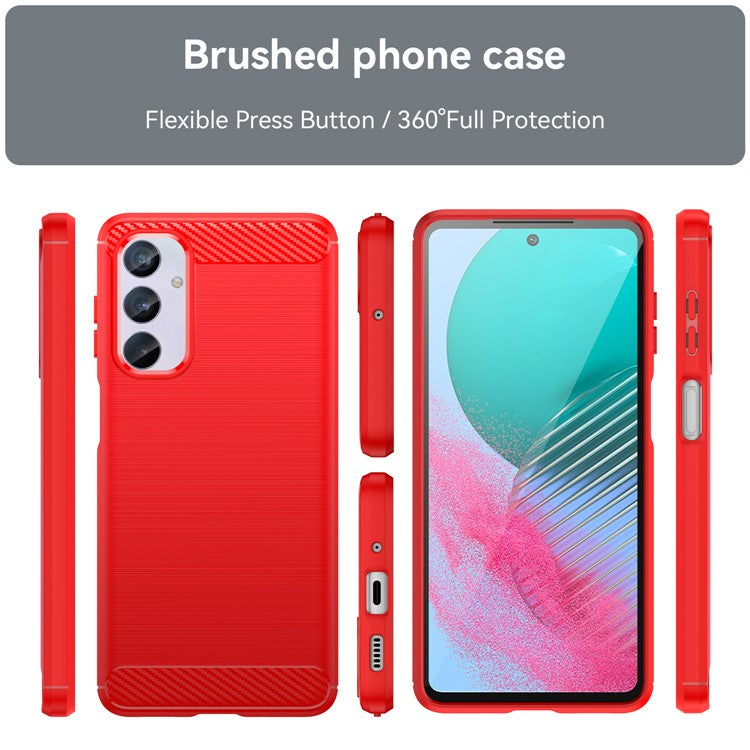 Brushed Shell for Samsung Galaxy M54 5G / F54 5G Carbon Fiber Texture Phone Case Phone TPU Cover - Red