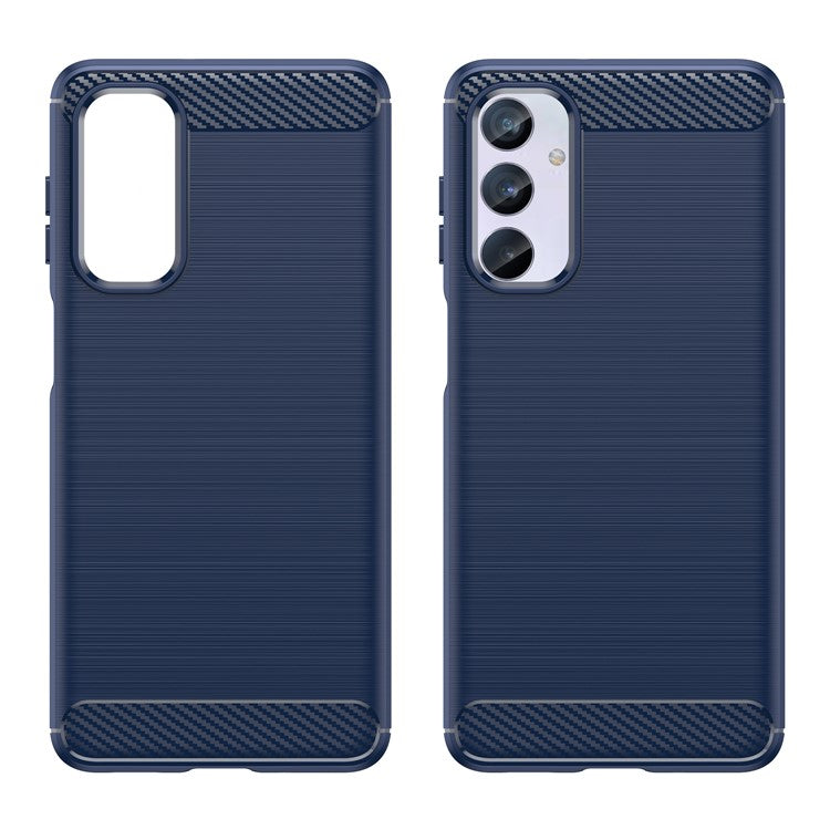 Brushed Shell for Samsung Galaxy M54 5G / F54 5G Carbon Fiber Texture Phone Case Phone TPU Cover - Blue
