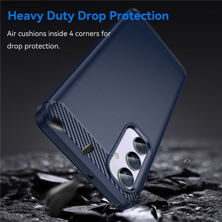 Brushed Shell for Samsung Galaxy M54 5G / F54 5G Carbon Fiber Texture Phone Case Phone TPU Cover - Blue