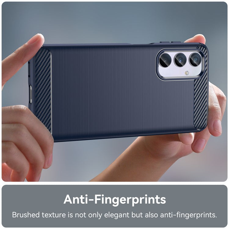 Brushed Shell for Samsung Galaxy M54 5G / F54 5G Carbon Fiber Texture Phone Case Phone TPU Cover - Blue