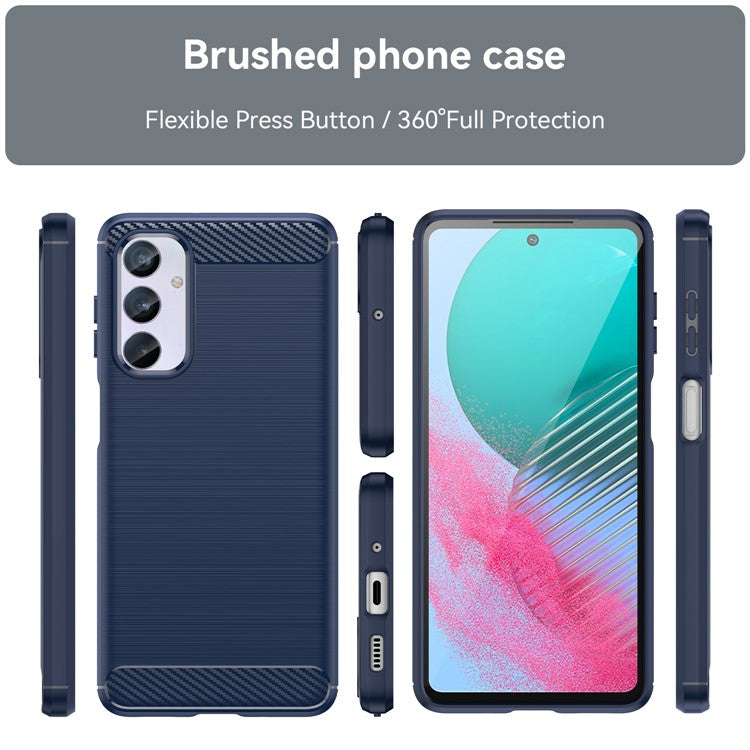 Brushed Shell for Samsung Galaxy M54 5G / F54 5G Carbon Fiber Texture Phone Case Phone TPU Cover - Blue