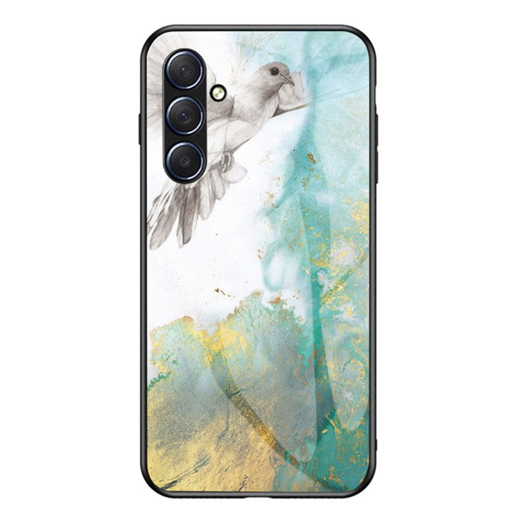 For Samsung Galaxy M54 5G / F54 5G Marble Pattern Phone Case Tempered Glass+PC+TPU Anti-Drop Cover - Flying Pigeon Marble