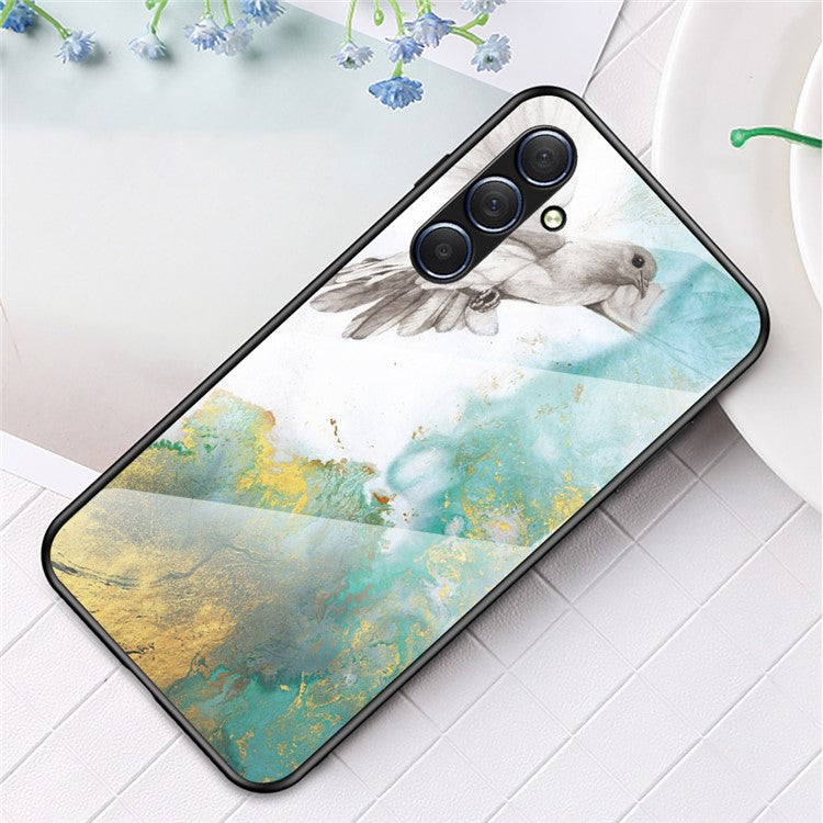 For Samsung Galaxy M54 5G / F54 5G Marble Pattern Phone Case Tempered Glass+PC+TPU Anti-Drop Cover - Flying Pigeon Marble