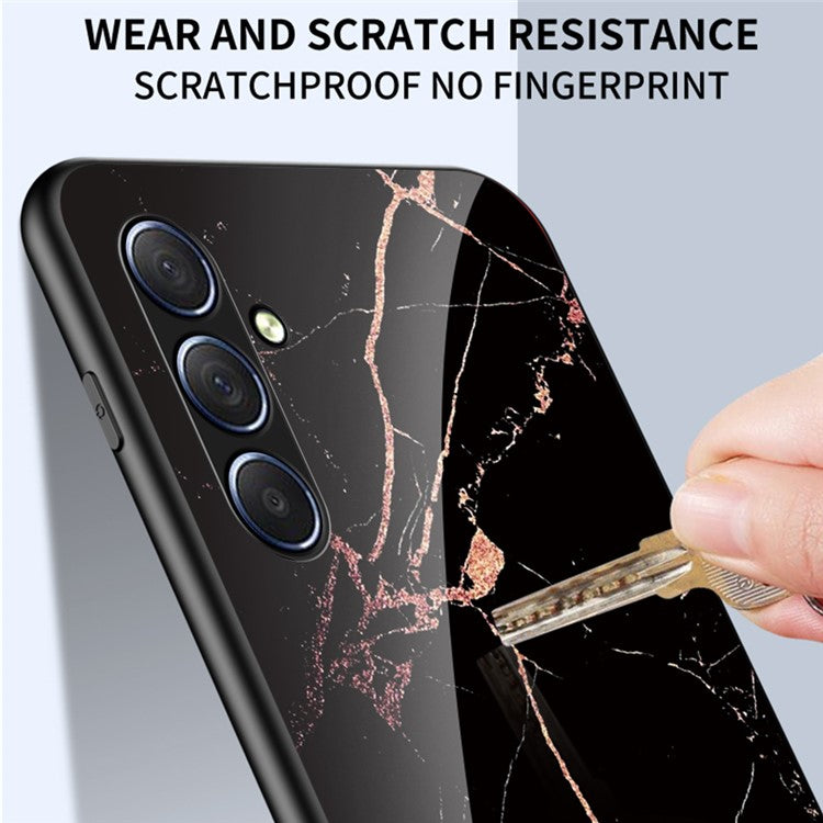 For Samsung Galaxy M54 5G / F54 5G Marble Pattern Phone Case Tempered Glass+PC+TPU Anti-Drop Cover - Flying Pigeon Marble