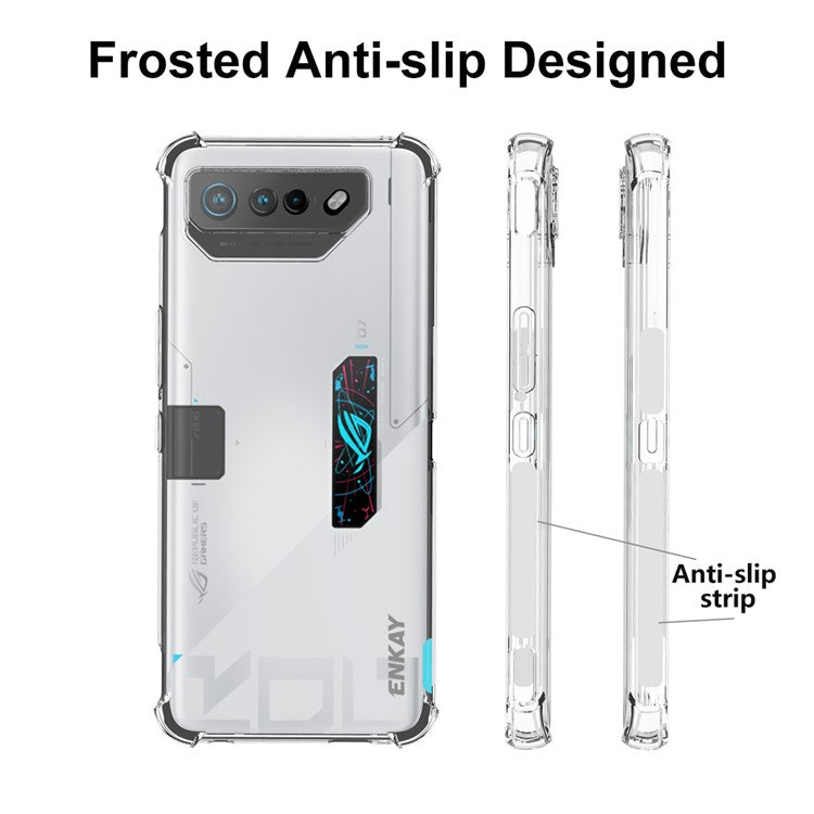 ENKAY HAT PRINCE For Asus ROG Phone 7 Ultimate 5G Clear Phone Case Anti-slip Strip Edge TPU Cell Phone Cover