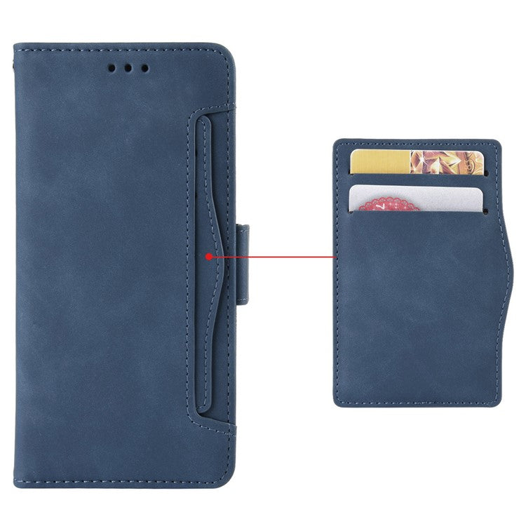 For Samsung Galaxy M54 5G / F54 5G PU Leather Phone Case Multiple Card Slots Wallet Stand Flip Cover - Blue