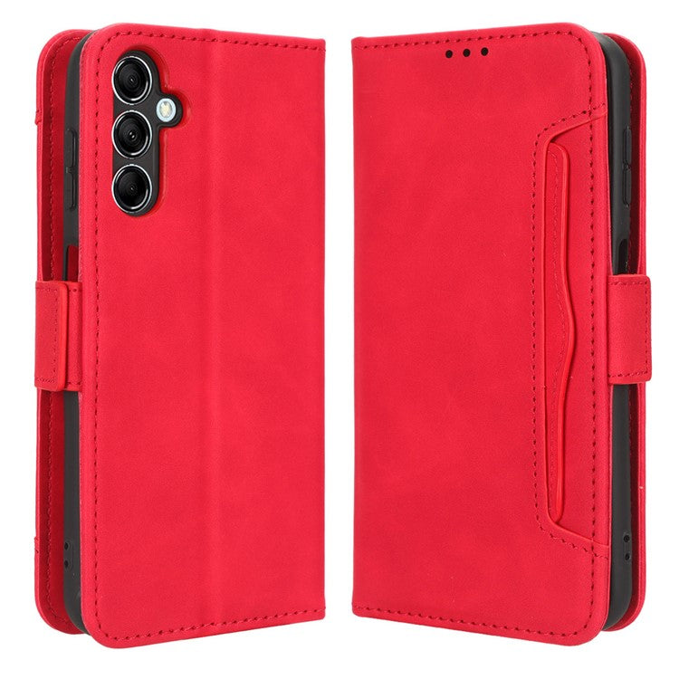 For Samsung Galaxy M54 5G / F54 5G PU Leather Phone Case Multiple Card Slots Wallet Stand Flip Cover - Red