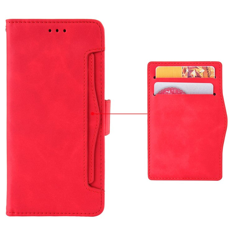 For Samsung Galaxy M54 5G / F54 5G PU Leather Phone Case Multiple Card Slots Wallet Stand Flip Cover - Red