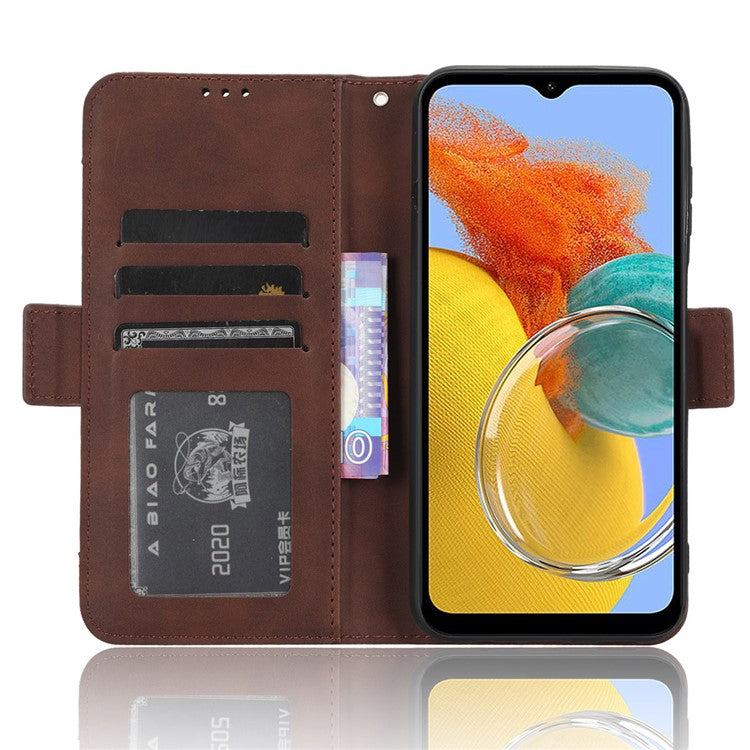 For Samsung Galaxy M54 5G / F54 5G PU Leather Phone Case Multiple Card Slots Wallet Stand Flip Cover - Brown