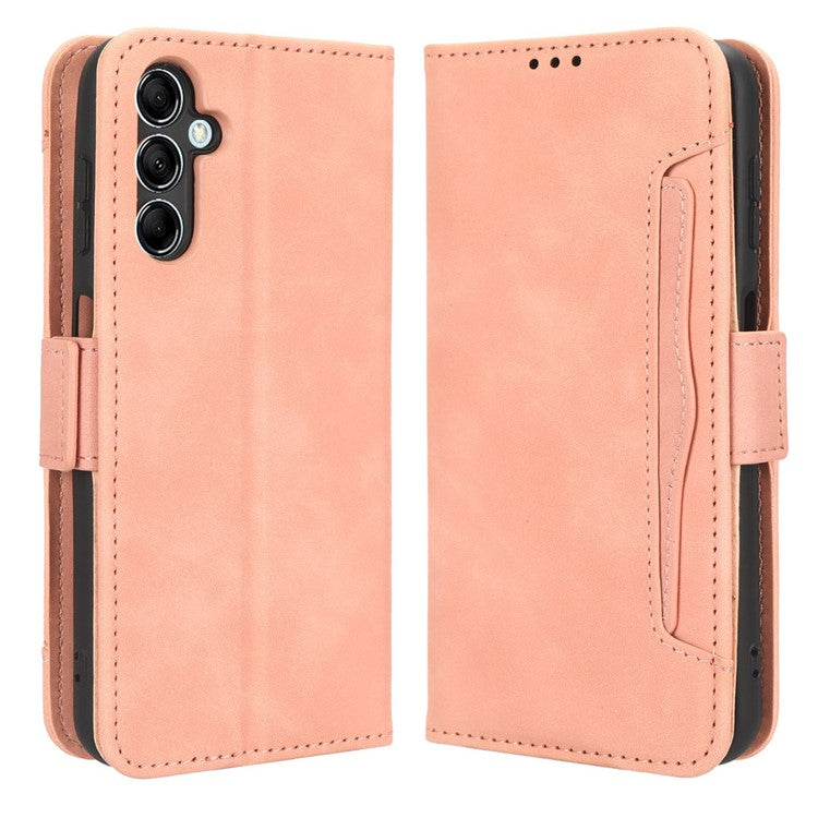 For Samsung Galaxy M54 5G / F54 5G PU Leather Phone Case Multiple Card Slots Wallet Stand Flip Cover - Pink