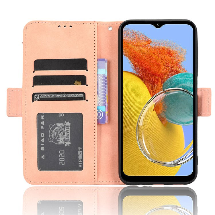For Samsung Galaxy M54 5G / F54 5G PU Leather Phone Case Multiple Card Slots Wallet Stand Flip Cover - Pink