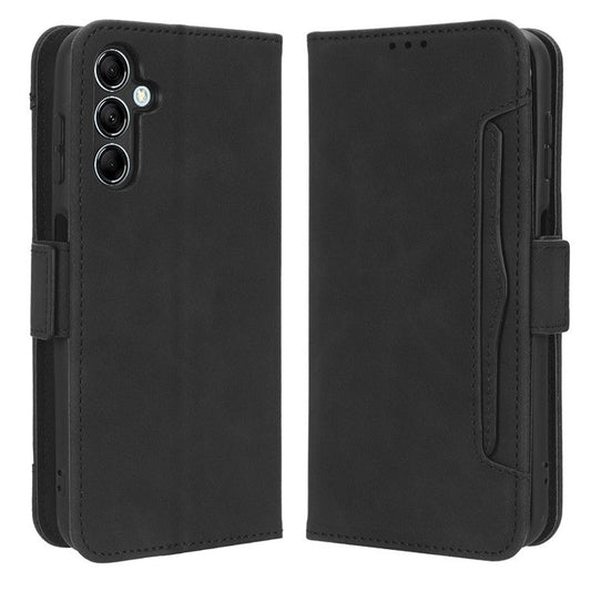 For Samsung Galaxy M54 5G / F54 5G PU Leather Phone Case Multiple Card Slots Wallet Stand Flip Cover - Black
