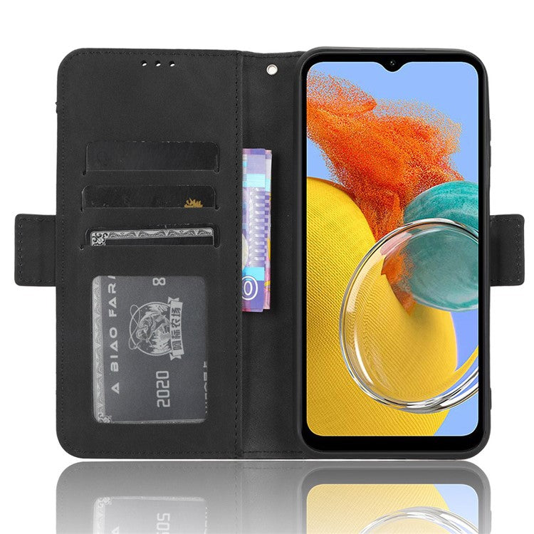 For Samsung Galaxy M54 5G / F54 5G PU Leather Phone Case Multiple Card Slots Wallet Stand Flip Cover - Black