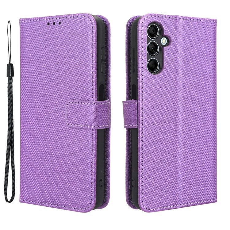 For Samsung Galaxy M54 5G / F54 5G PU Leather Magnetic Flip Case Diamond Texture Wallet Stand Phone Cover - Purple