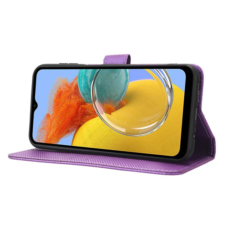 For Samsung Galaxy M54 5G / F54 5G PU Leather Magnetic Flip Case Diamond Texture Wallet Stand Phone Cover - Purple