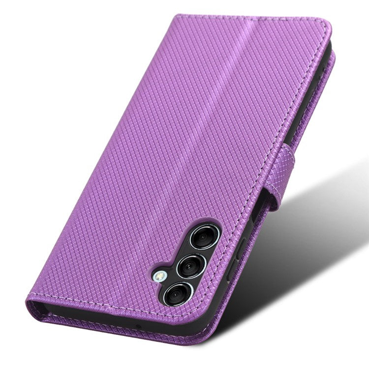 For Samsung Galaxy M54 5G / F54 5G PU Leather Magnetic Flip Case Diamond Texture Wallet Stand Phone Cover - Purple