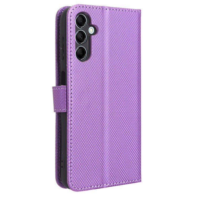 For Samsung Galaxy M54 5G / F54 5G PU Leather Magnetic Flip Case Diamond Texture Wallet Stand Phone Cover - Purple