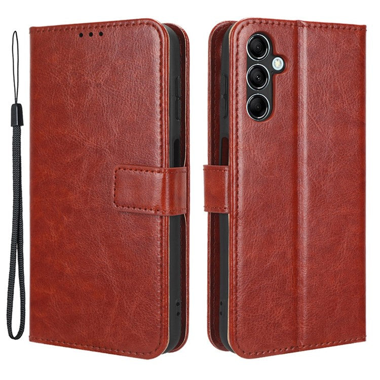 Wallet Phone Case for Samsung Galaxy M54 5G / F54 5G Crazy Horse Texture PU Leather Flip Stand Cover - Brown