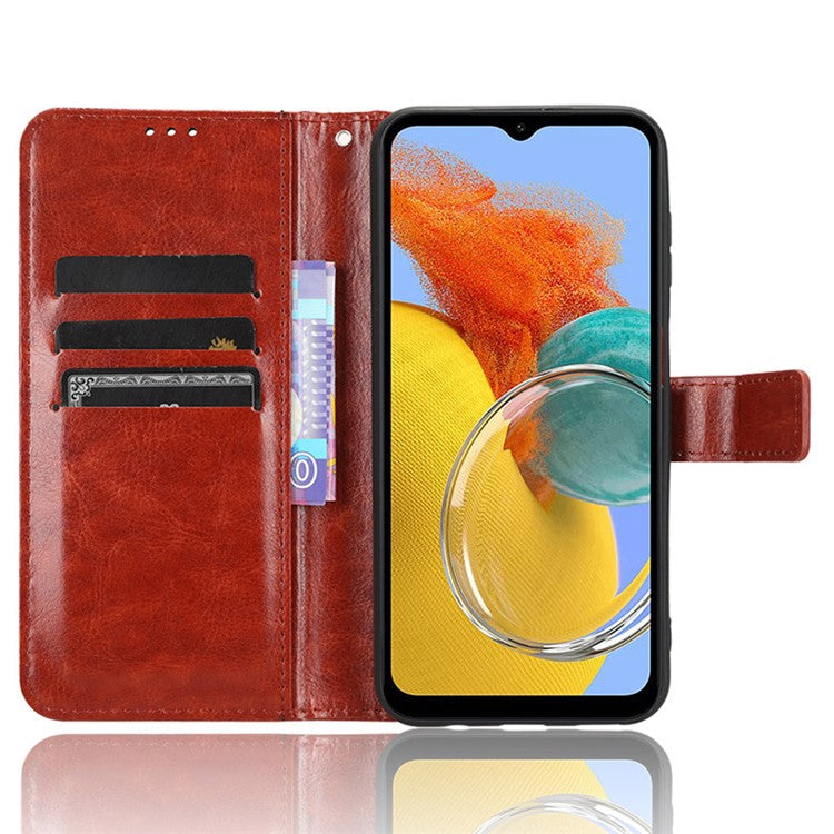Wallet Phone Case for Samsung Galaxy M54 5G / F54 5G Crazy Horse Texture PU Leather Flip Stand Cover - Brown