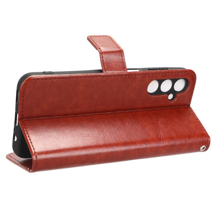 Wallet Phone Case for Samsung Galaxy M54 5G / F54 5G Crazy Horse Texture PU Leather Flip Stand Cover - Brown