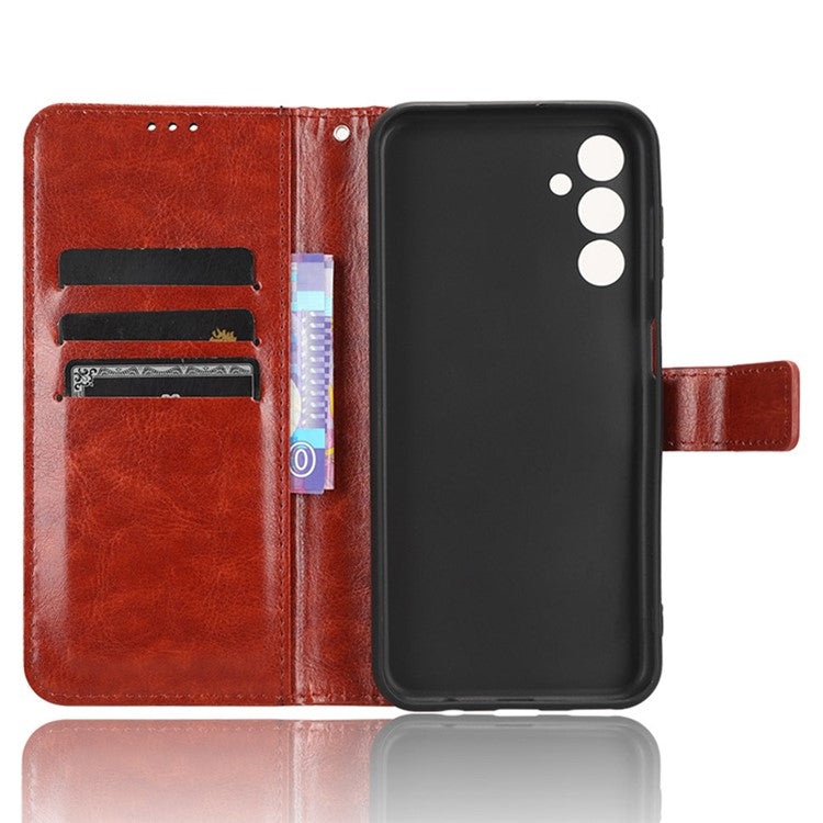 Wallet Phone Case for Samsung Galaxy M54 5G / F54 5G Crazy Horse Texture PU Leather Flip Stand Cover - Brown
