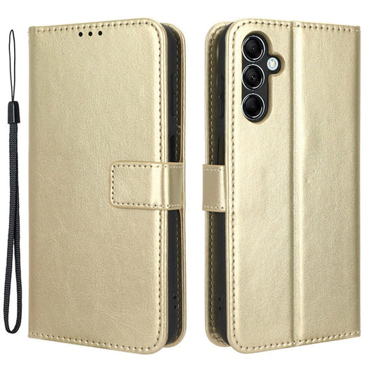 Wallet Phone Case for Samsung Galaxy M54 5G / F54 5G Crazy Horse Texture PU Leather Flip Stand Cover - Gold
