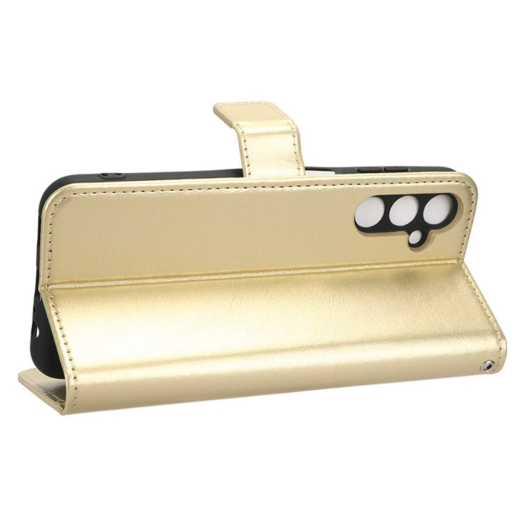 Wallet Phone Case for Samsung Galaxy M54 5G / F54 5G Crazy Horse Texture PU Leather Flip Stand Cover - Gold