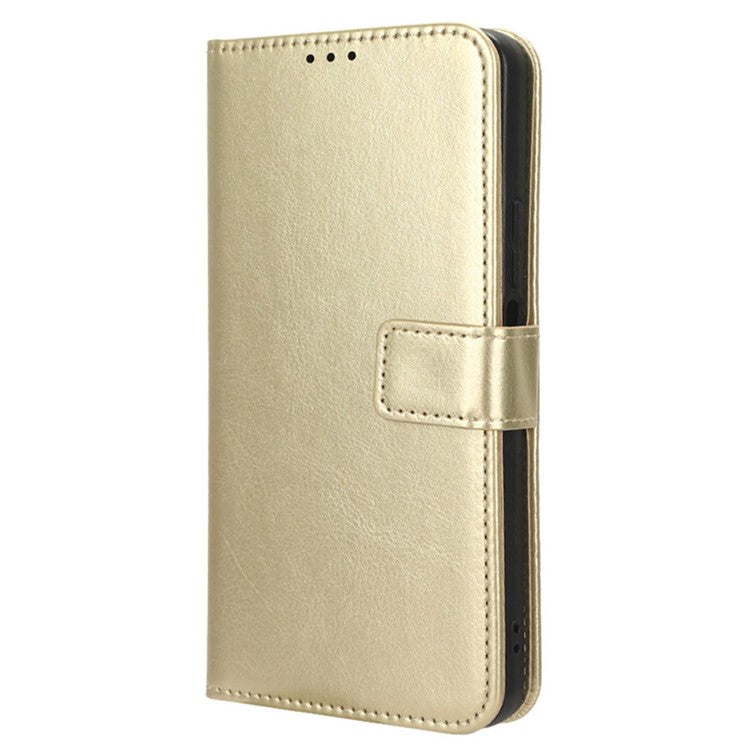 Wallet Phone Case for Samsung Galaxy M54 5G / F54 5G Crazy Horse Texture PU Leather Flip Stand Cover - Gold