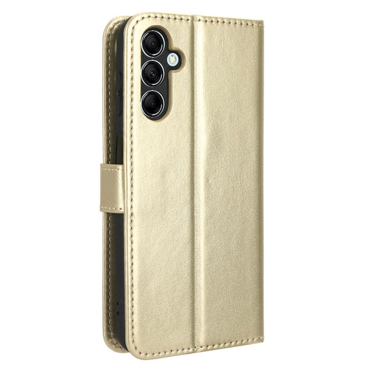 Wallet Phone Case for Samsung Galaxy M54 5G / F54 5G Crazy Horse Texture PU Leather Flip Stand Cover - Gold