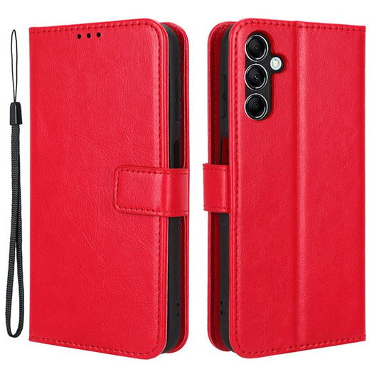 Wallet Phone Case for Samsung Galaxy M54 5G / F54 5G Crazy Horse Texture PU Leather Flip Stand Cover - Red