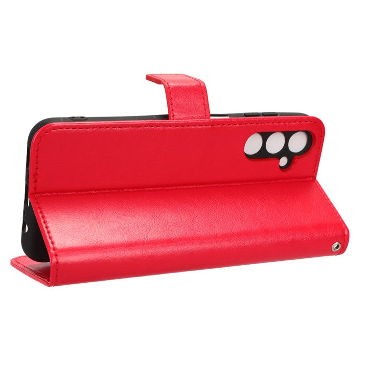 Wallet Phone Case for Samsung Galaxy M54 5G / F54 5G Crazy Horse Texture PU Leather Flip Stand Cover - Red