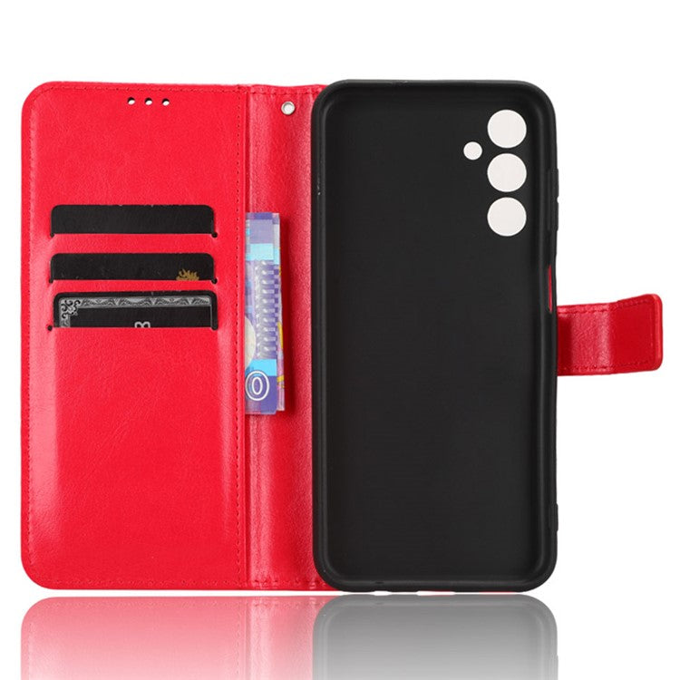 Wallet Phone Case for Samsung Galaxy M54 5G / F54 5G Crazy Horse Texture PU Leather Flip Stand Cover - Red