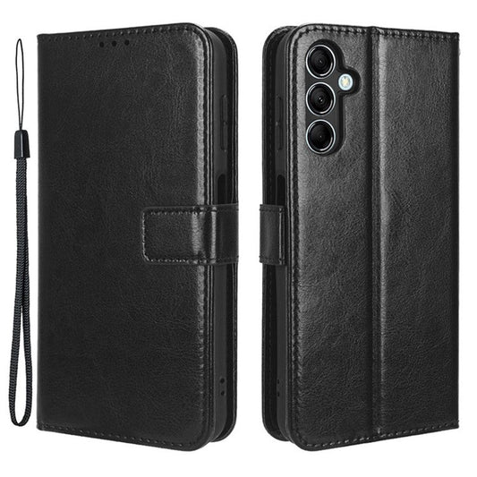 Wallet Phone Case for Samsung Galaxy M54 5G / F54 5G Crazy Horse Texture PU Leather Flip Stand Cover - Black