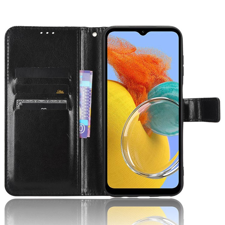 Wallet Phone Case for Samsung Galaxy M54 5G / F54 5G Crazy Horse Texture PU Leather Flip Stand Cover - Black