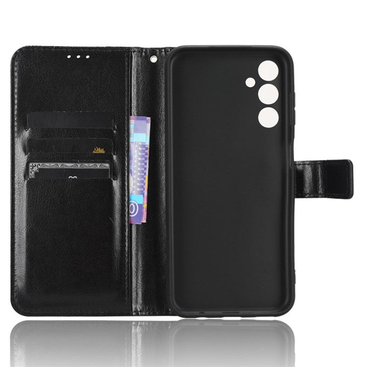 Wallet Phone Case for Samsung Galaxy M54 5G / F54 5G Crazy Horse Texture PU Leather Flip Stand Cover - Black