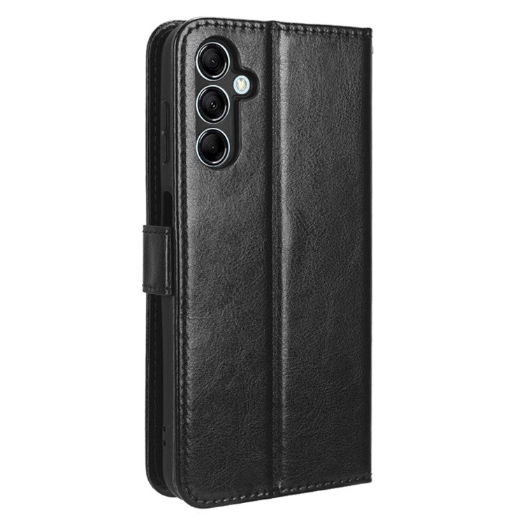 Wallet Phone Case for Samsung Galaxy M54 5G / F54 5G Crazy Horse Texture PU Leather Flip Stand Cover - Black