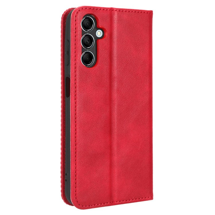 For Samsung Galaxy M54 5G / F54 5G PU Leather Vintage Magnetic Cover Stand Flip Wallet Phone Case - Red