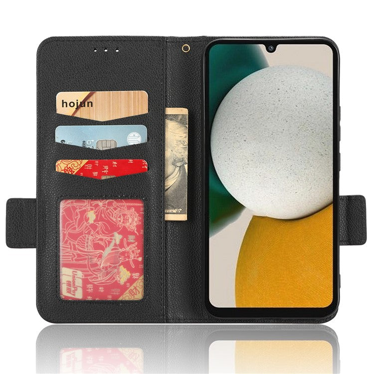 For Samsung Galaxy M54 5G / F54 5G PU Leather Wallet Anti-scratch Phone Case Litchi Texture Flip Stand Cover - Black