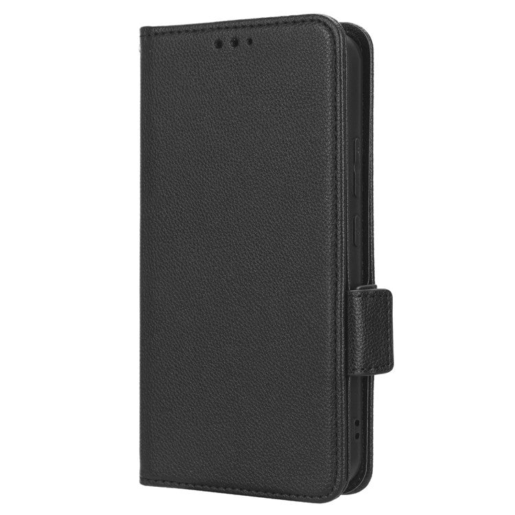 For Samsung Galaxy M54 5G / F54 5G PU Leather Wallet Anti-scratch Phone Case Litchi Texture Flip Stand Cover - Black