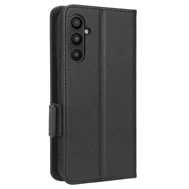For Samsung Galaxy M54 5G / F54 5G PU Leather Wallet Anti-scratch Phone Case Litchi Texture Flip Stand Cover - Black