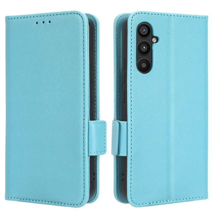 For Samsung Galaxy M54 5G / F54 5G PU Leather Wallet Anti-scratch Phone Case Litchi Texture Flip Stand Cover - Baby Blue