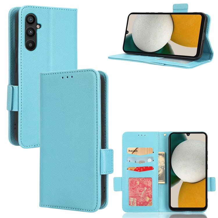 For Samsung Galaxy M54 5G / F54 5G PU Leather Wallet Anti-scratch Phone Case Litchi Texture Flip Stand Cover - Baby Blue