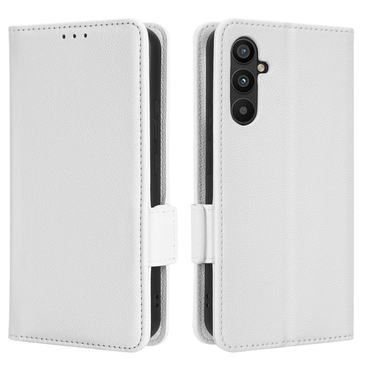 For Samsung Galaxy M54 5G / F54 5G PU Leather Wallet Anti-scratch Phone Case Litchi Texture Flip Stand Cover - White