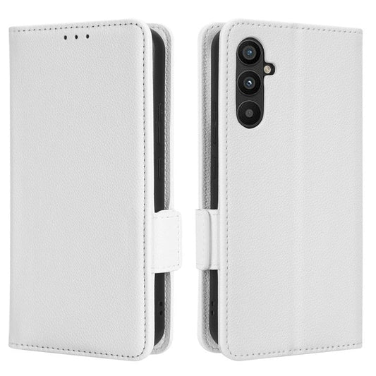 For Samsung Galaxy M54 5G / F54 5G PU Leather Wallet Anti-scratch Phone Case Litchi Texture Flip Stand Cover - White