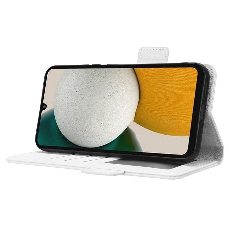 For Samsung Galaxy M54 5G / F54 5G PU Leather Wallet Anti-scratch Phone Case Litchi Texture Flip Stand Cover - White
