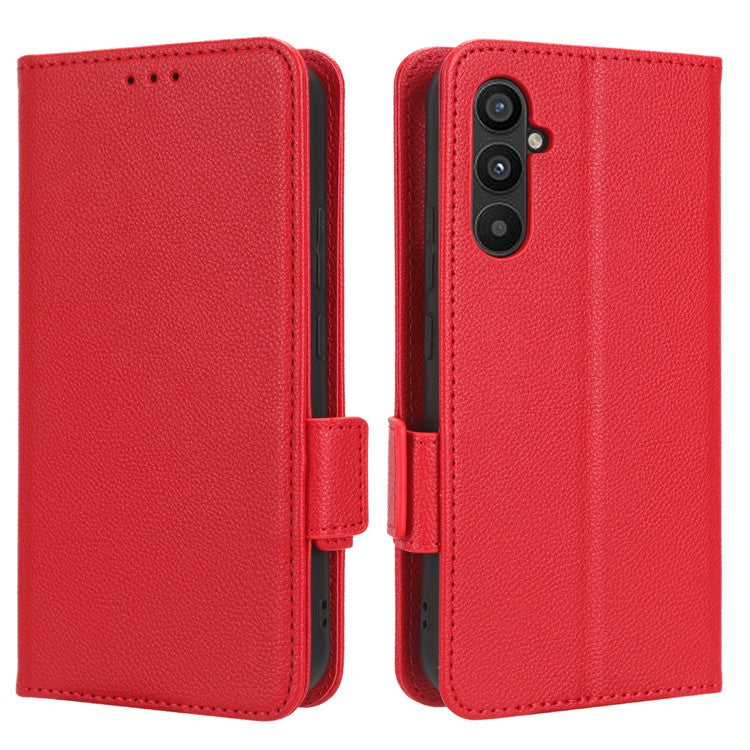 For Samsung Galaxy M54 5G / F54 5G PU Leather Wallet Anti-scratch Phone Case Litchi Texture Flip Stand Cover - Red