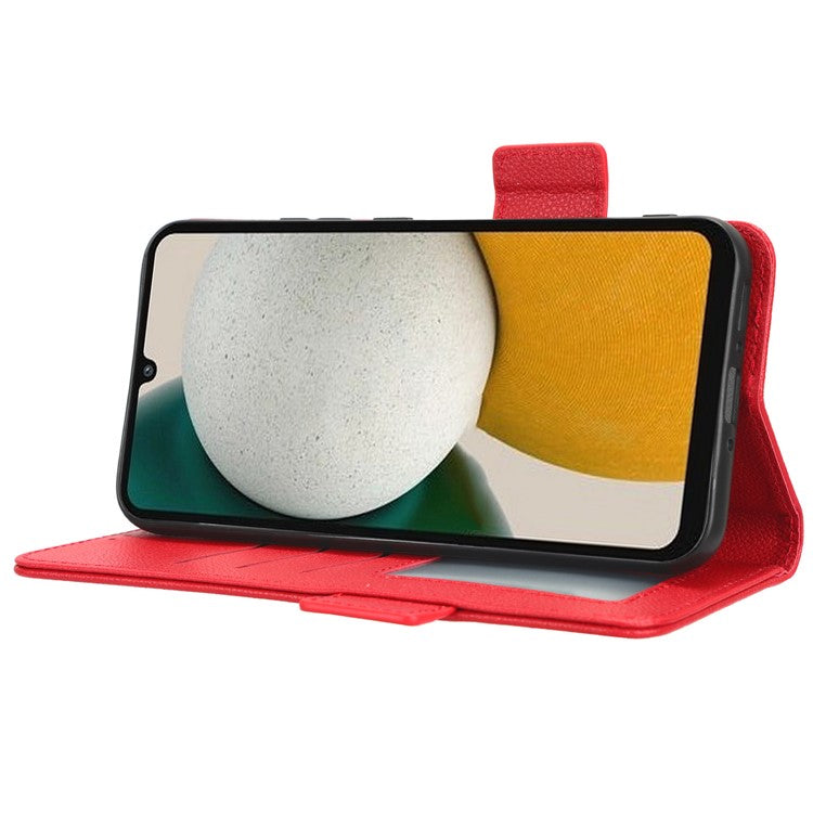 For Samsung Galaxy M54 5G / F54 5G PU Leather Wallet Anti-scratch Phone Case Litchi Texture Flip Stand Cover - Red