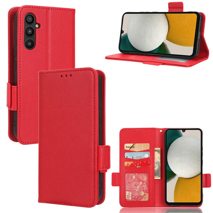 For Samsung Galaxy M54 5G / F54 5G PU Leather Wallet Anti-scratch Phone Case Litchi Texture Flip Stand Cover - Red