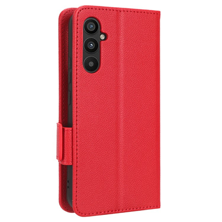 For Samsung Galaxy M54 5G / F54 5G PU Leather Wallet Anti-scratch Phone Case Litchi Texture Flip Stand Cover - Red